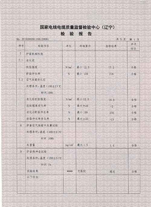 YJV-5x16抽检报告